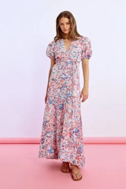 Long Printed Wrap Dress
