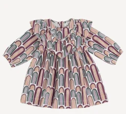Long Sleeve V-Ruffle Dress - Jewel Rainbow