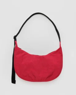 Medium Nylon Baggu Crescent Bag - Candy Apple