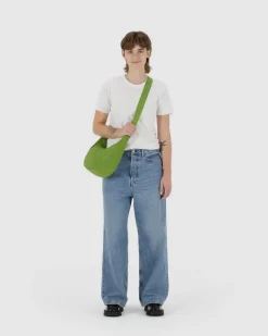 Medium Nylon Baggu Crescent Bag - Green Juice