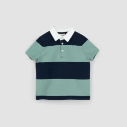 Navy and Seafoam Yarn-Dyed Stripe Rugby Top
