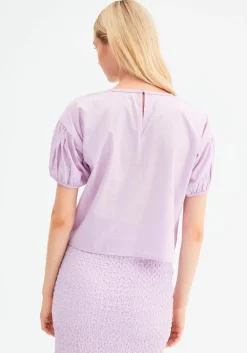 Oversized Poplin Short-Sleeved Top - Lilac