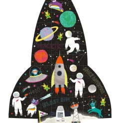 80 Piece "Rocket" Shaped Jigsaw with Shaped Box - Space
