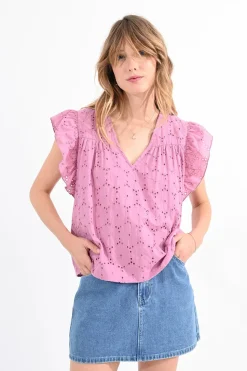 Pink English Eyelet Top