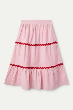 Pink Ric-Rac Midi Skirt