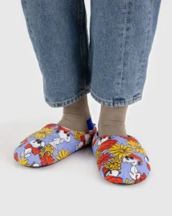 Puffy Slippers - Floral Snoopy
