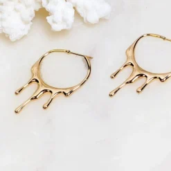 Rain 24K Gold Plated Hoops