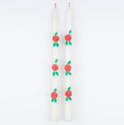 Rose Taper Candles (x2)