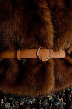 Round Buckle Belt - Camel