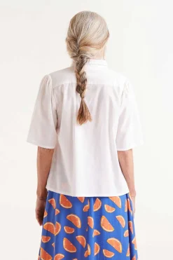 Short Sleeve Embroidered Citrus Print Shirt