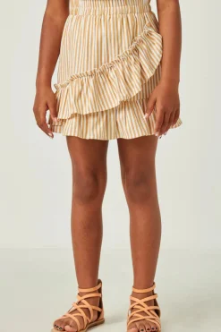 Striped Asymmetric Ruffle Skirt