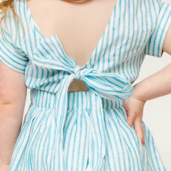 The Bow Back Dress - Linen Stripe