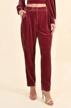 Velvet Cigarette Pants - Pink