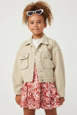 Washed Cargo Stitch Colored Denim Jacket