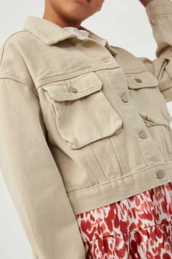 Washed Cargo Stitch Colored Denim Jacket
