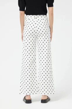 White Polka Dot Straight Jeans