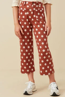 Wide Leg Polka Dot Patch Pocket Knit Pants