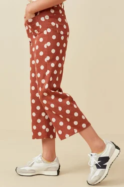 Wide Leg Polka Dot Patch Pocket Knit Pants