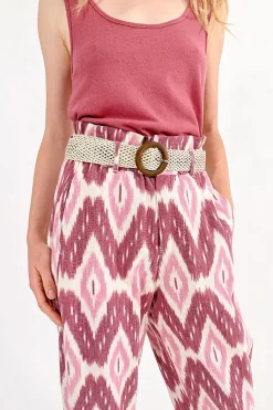 Woven Belt with Round Buckle - Offwhite